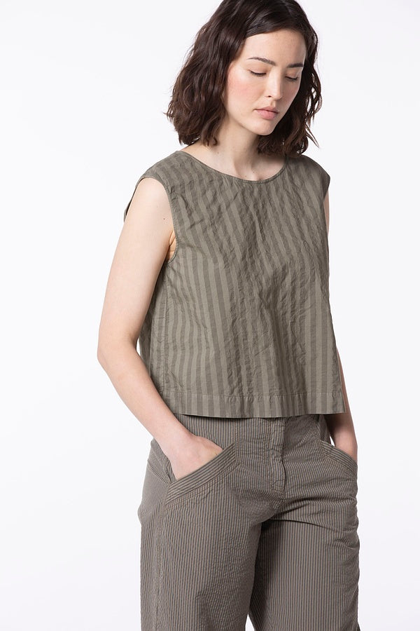 Ischiko 509 Blouse Cotton Chambray Stripe Poppy