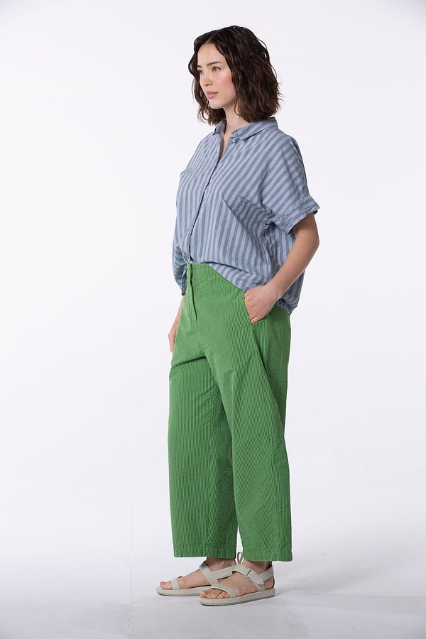 Ischiko 506 Trousers Cotton Seersucker Stripe Garden