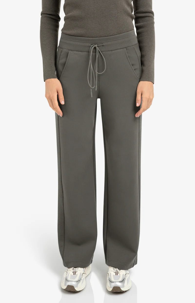 picture of Yaya Jersey Wide Leg Trousers - Dark Night Grey - Number Two - womens - fashion - clothing - Yaya 1