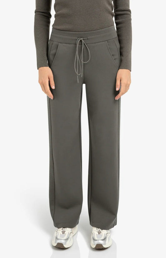 picture of Yaya Jersey Wide Leg Trousers - Dark Night Grey - Number Two - womens - fashion - clothing - Yaya 1