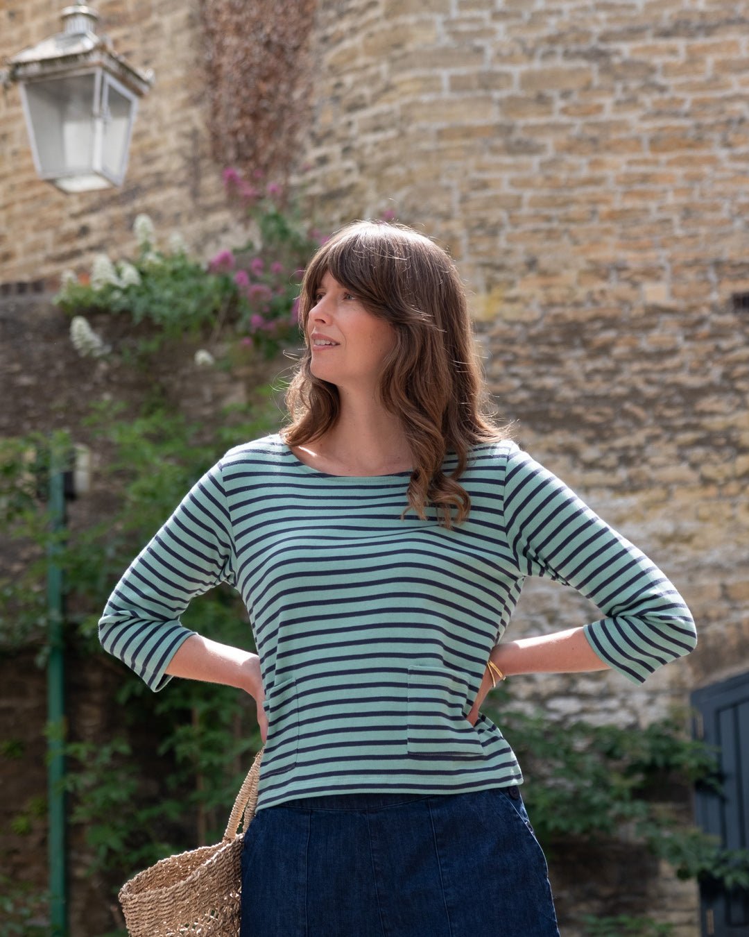 Bibico Classic Sailor T-Shirt Duck Egg & Indigo Stripe
