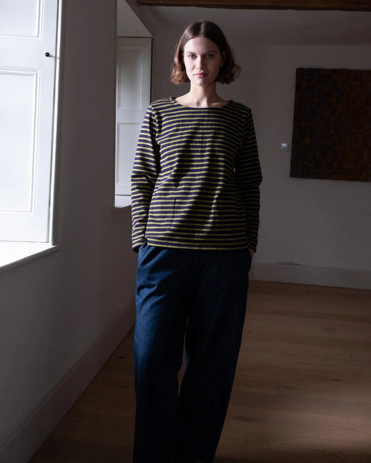 picture of Bibico Classic Sailor T - Navy Charteuse Stripe - Number Two - womens - fashion - clothing - Bibico 1