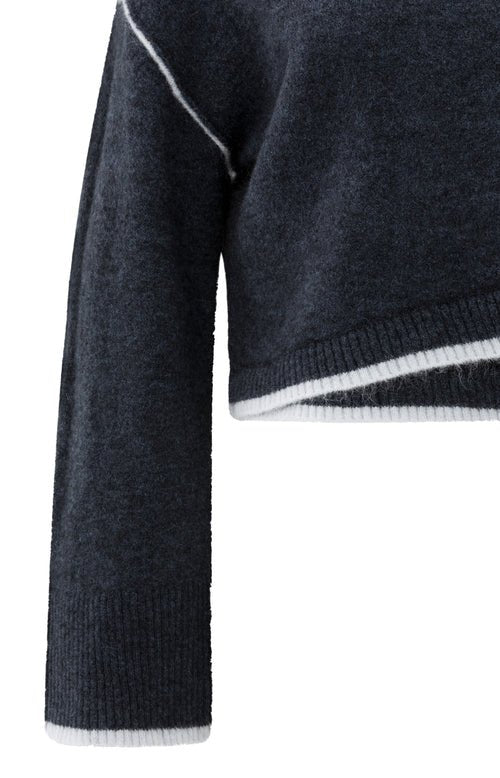 picture of Yaya Knitted Contrast Lines Sweater - Collegiate Blue Melange - Number Two - womens - fashion - clothing - Yaya 8