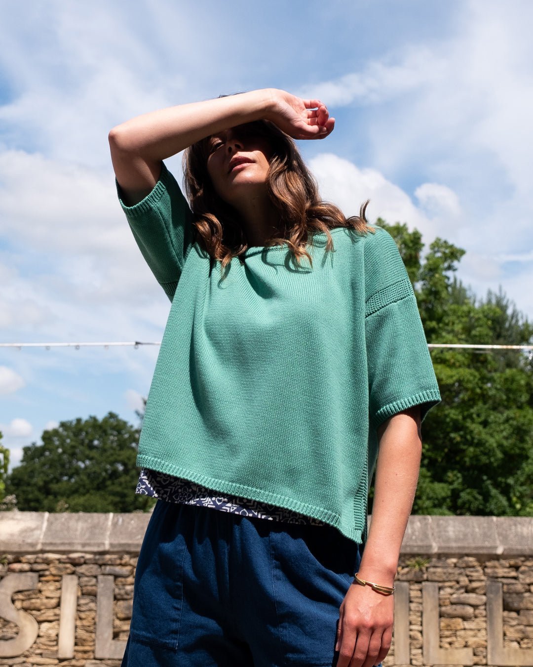 Bibico Lisa Boxy Knitted Top Soft Green