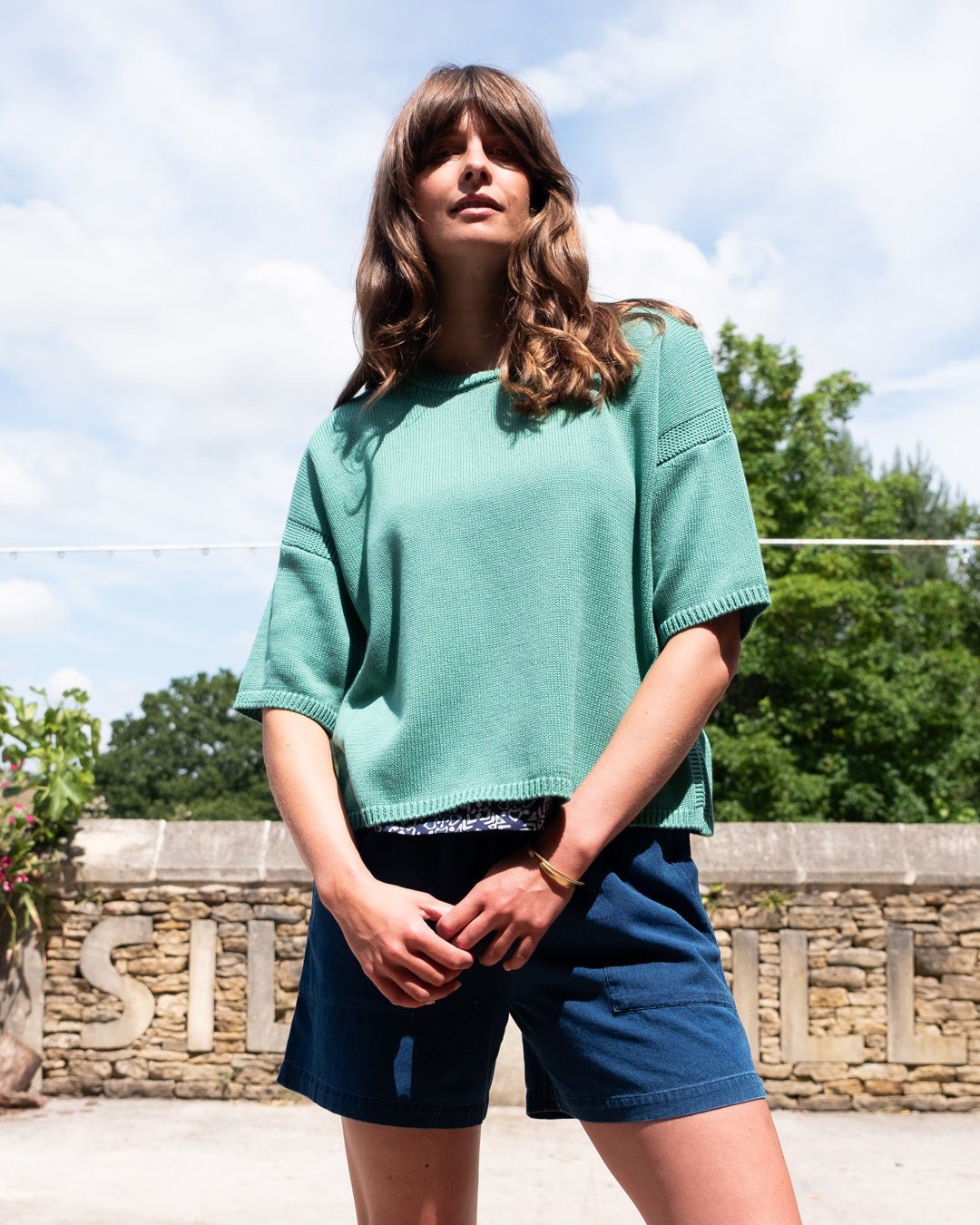 Bibico Lisa Boxy Knitted Top Soft Green