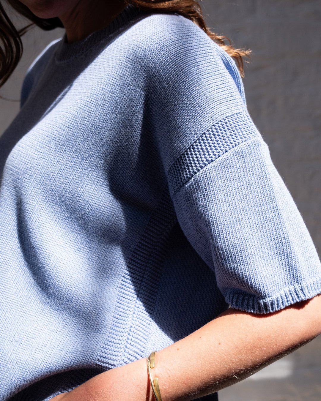 Bibico Lisa Boxy Knitted Top Blue Melange