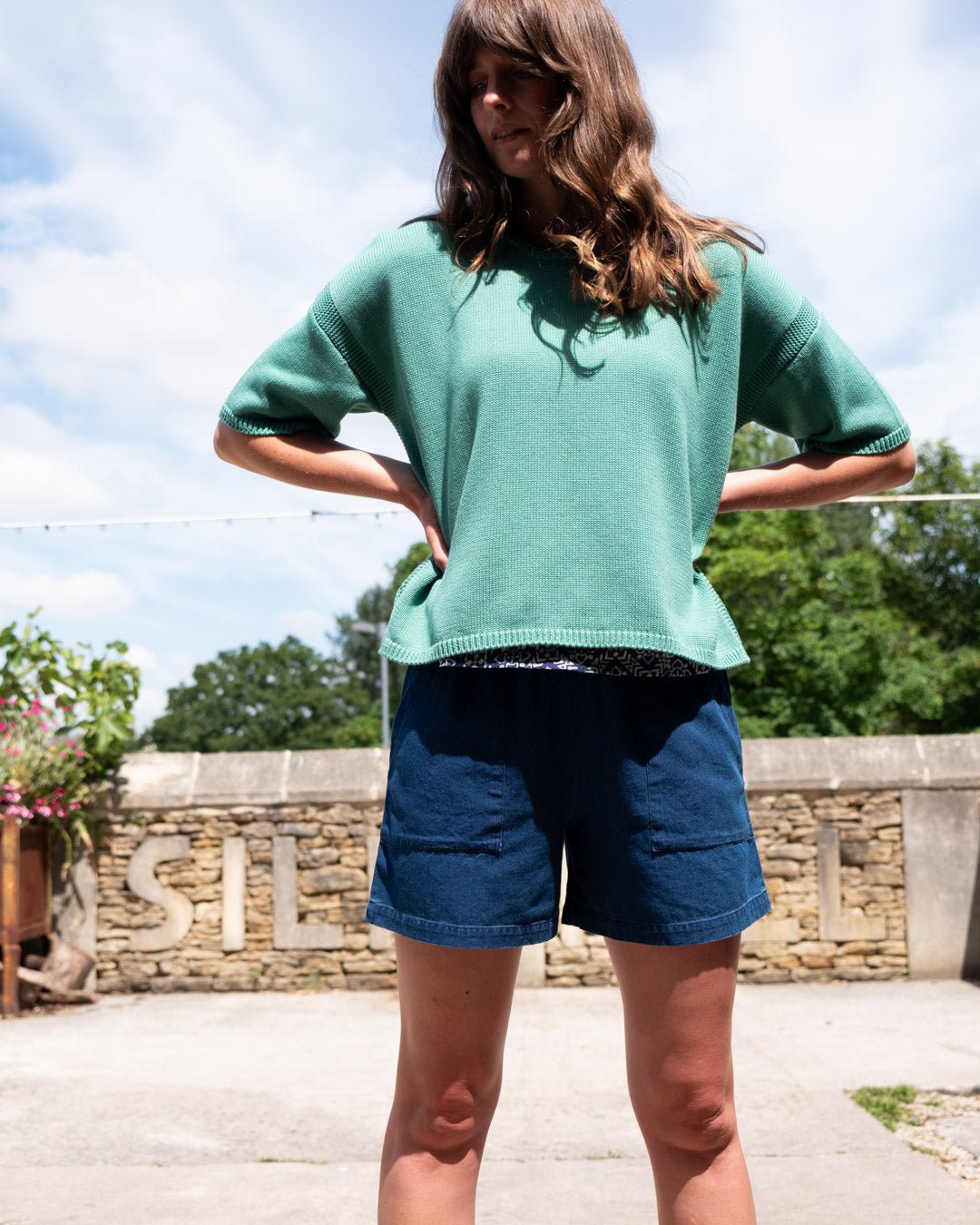 Bibico Lisa Boxy Knitted Top Soft Green