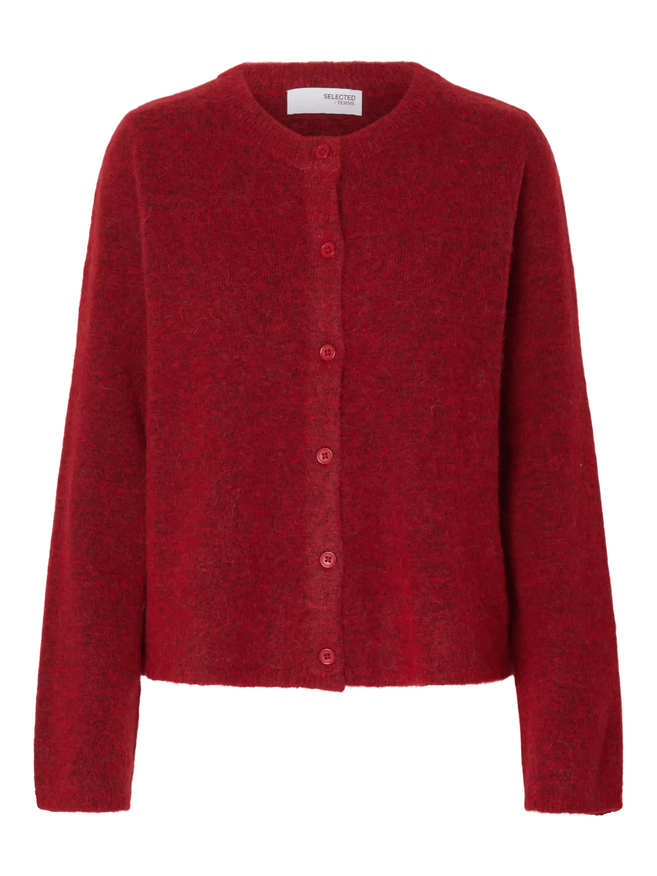 picture of Selected Femme Lulu Long Sleeved Wool Blend Cardigan - Equestrian Red Melange - Number Two - womens - fashion - clothing - Selected Femme 6