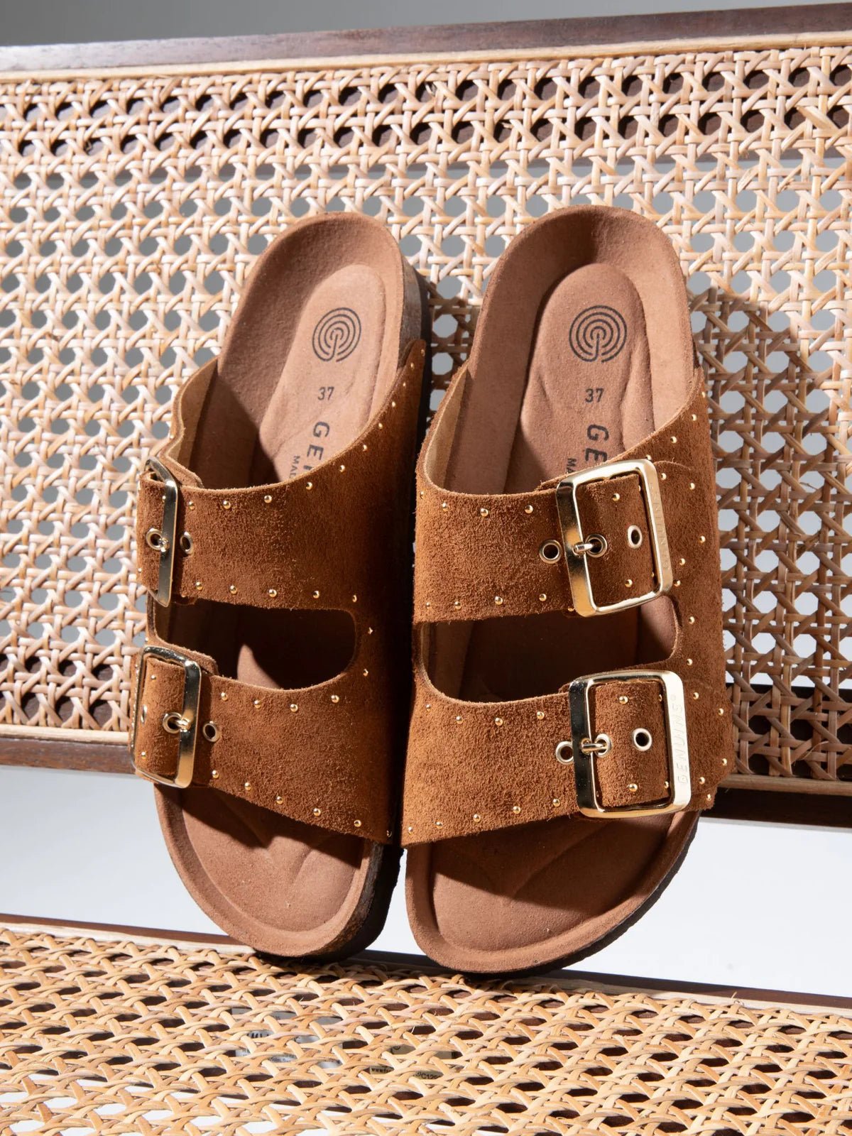 picture of Genuins Honolulu Sandal Tan Suede Studs - Number Two - womens - fashion - Footwear - Genuins 4