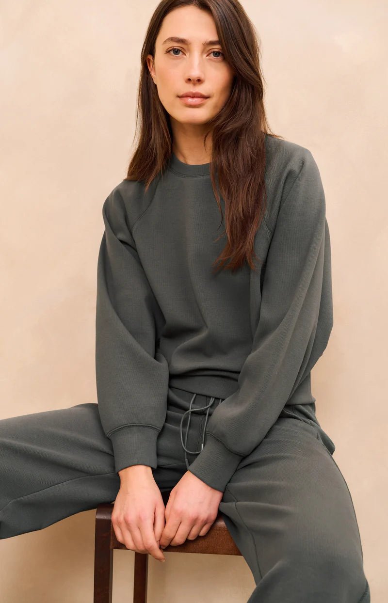 picture of Yaya Raglan Sweatshirt - Dark Night Grey - Number Two - womens - fashion - clothing - Yaya 1