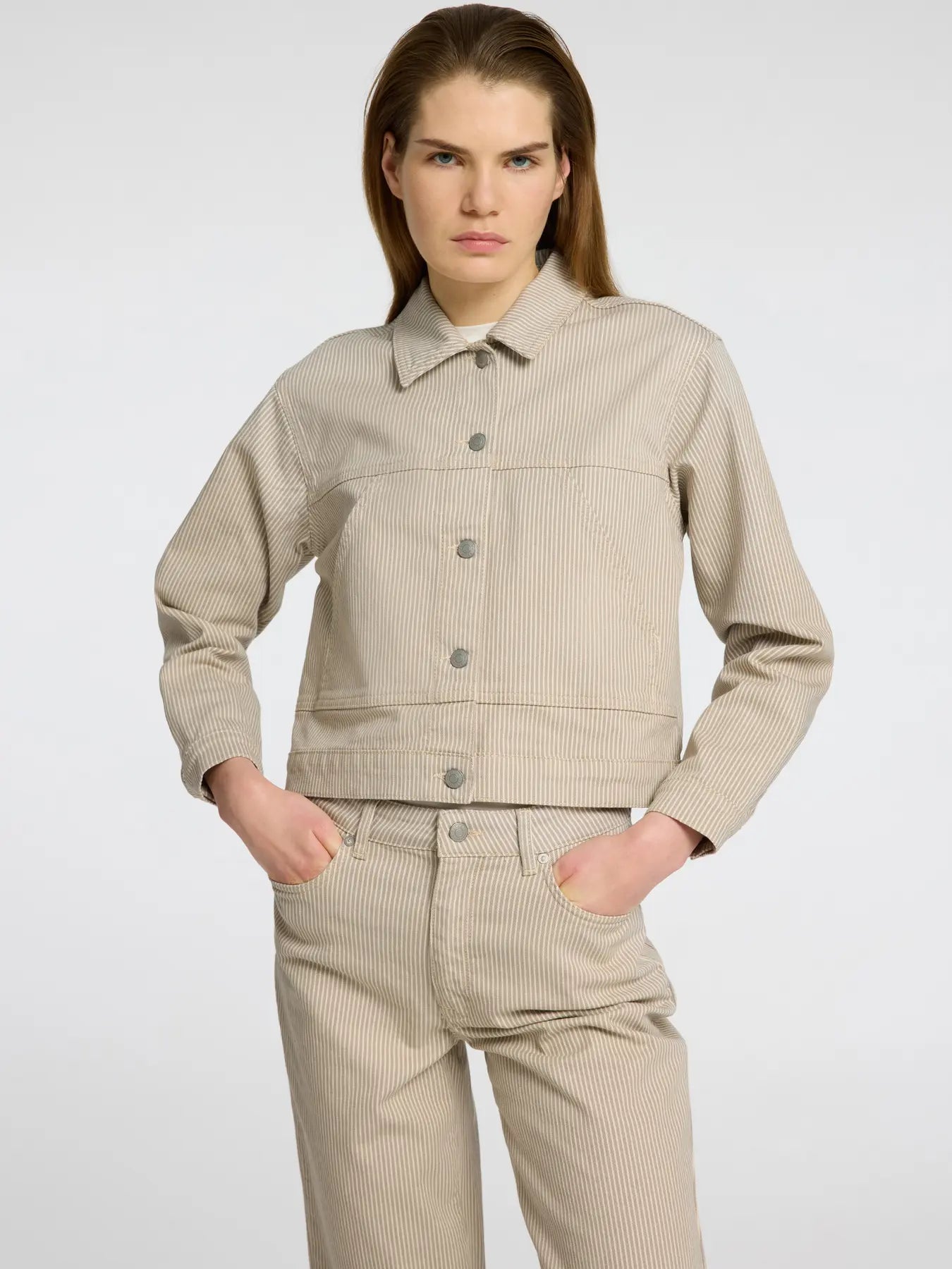Selected Femme Alba Denim Jacket Beige Ecru