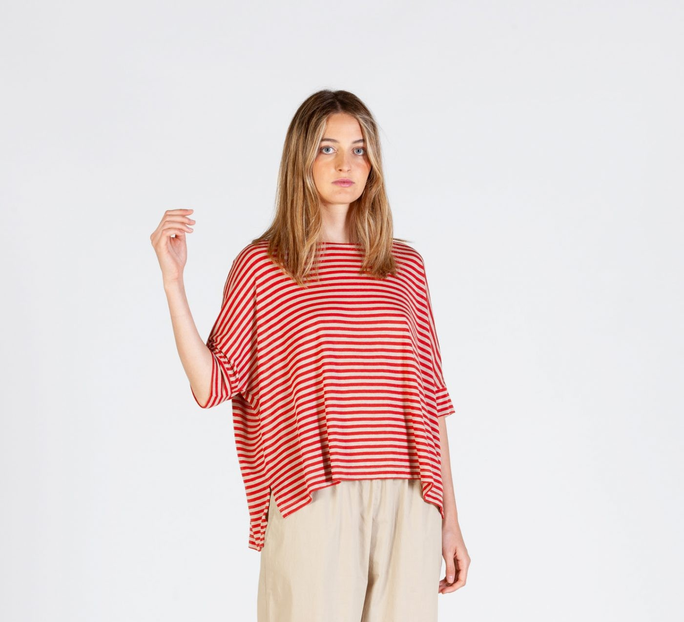 Mama B Tela Linen Top Ribes Stripe