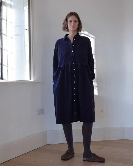 picture of Bibico Bea Shirt Dress - Thin Navy Cord - Number Two - womens - fashion - clothing - Bibico 1