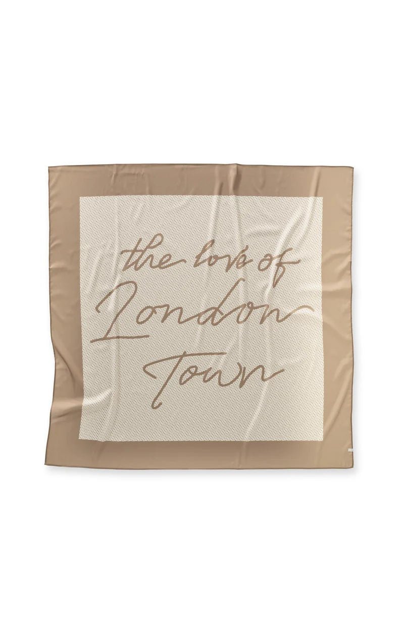 picture of Yaya Woven Square Scarf 'London Love' - Tan Brown Dessin - Number Two - womens - fashion - accessories - Yaya 2