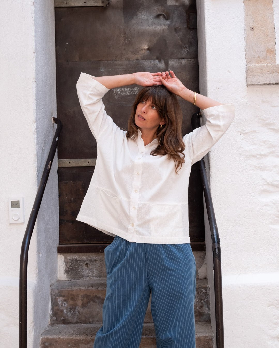 Bibico Anya Relaxed Blouse White Stripe