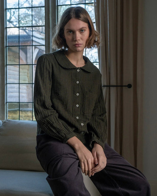 picture of Bibico Jolene Casual Shirt - Olive Check - Number Two - womens - fashion - clothing - Bibico 1