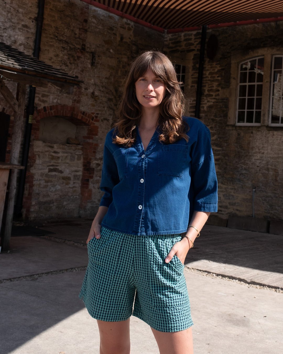 Bibico Ava Oversized Blouse Textured Blue Demin