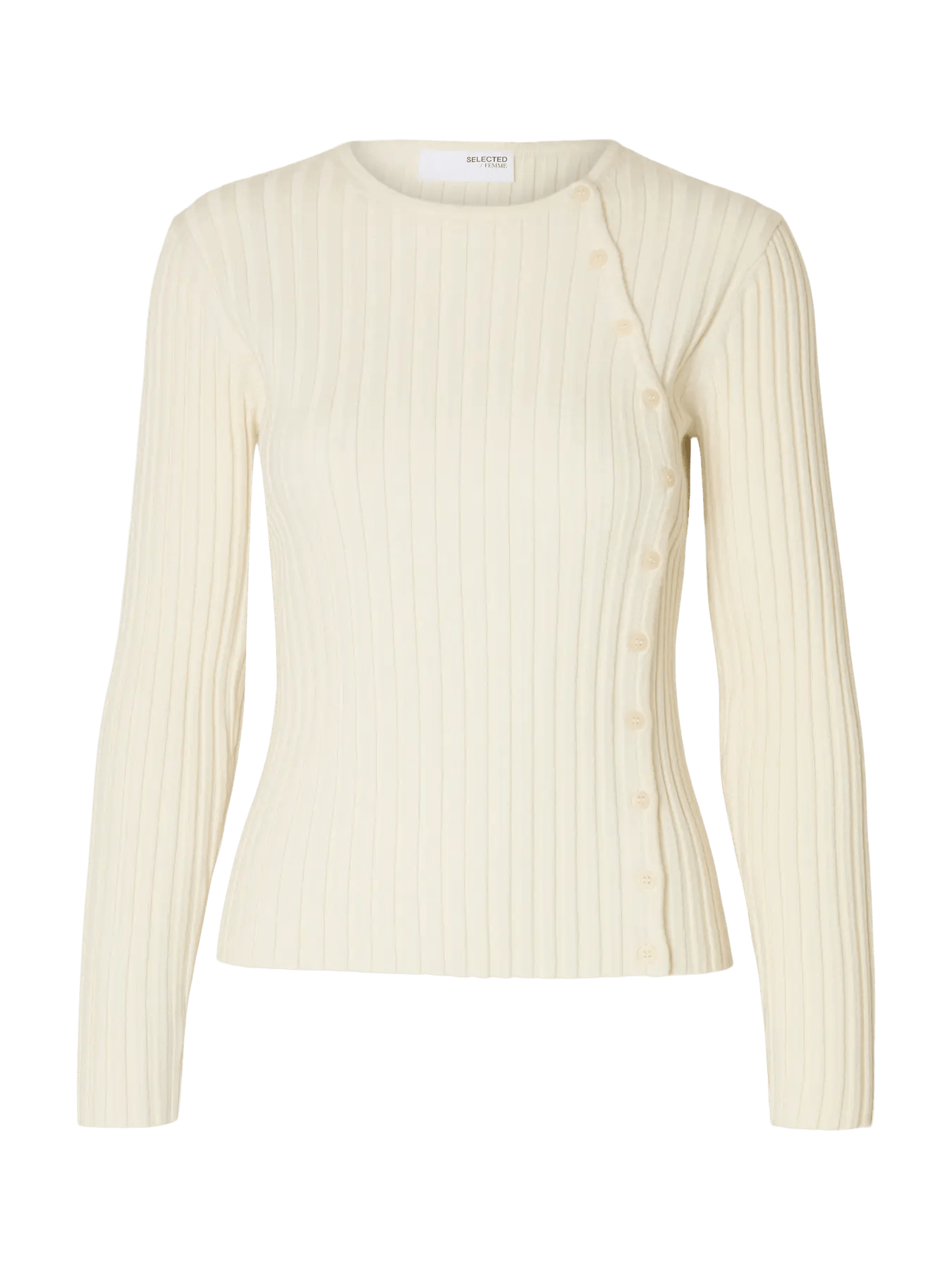 picture of Selected Femme Helen Long Sleeved Button Top - Birch - Number Two - womens - fashion - ethical - clothing -