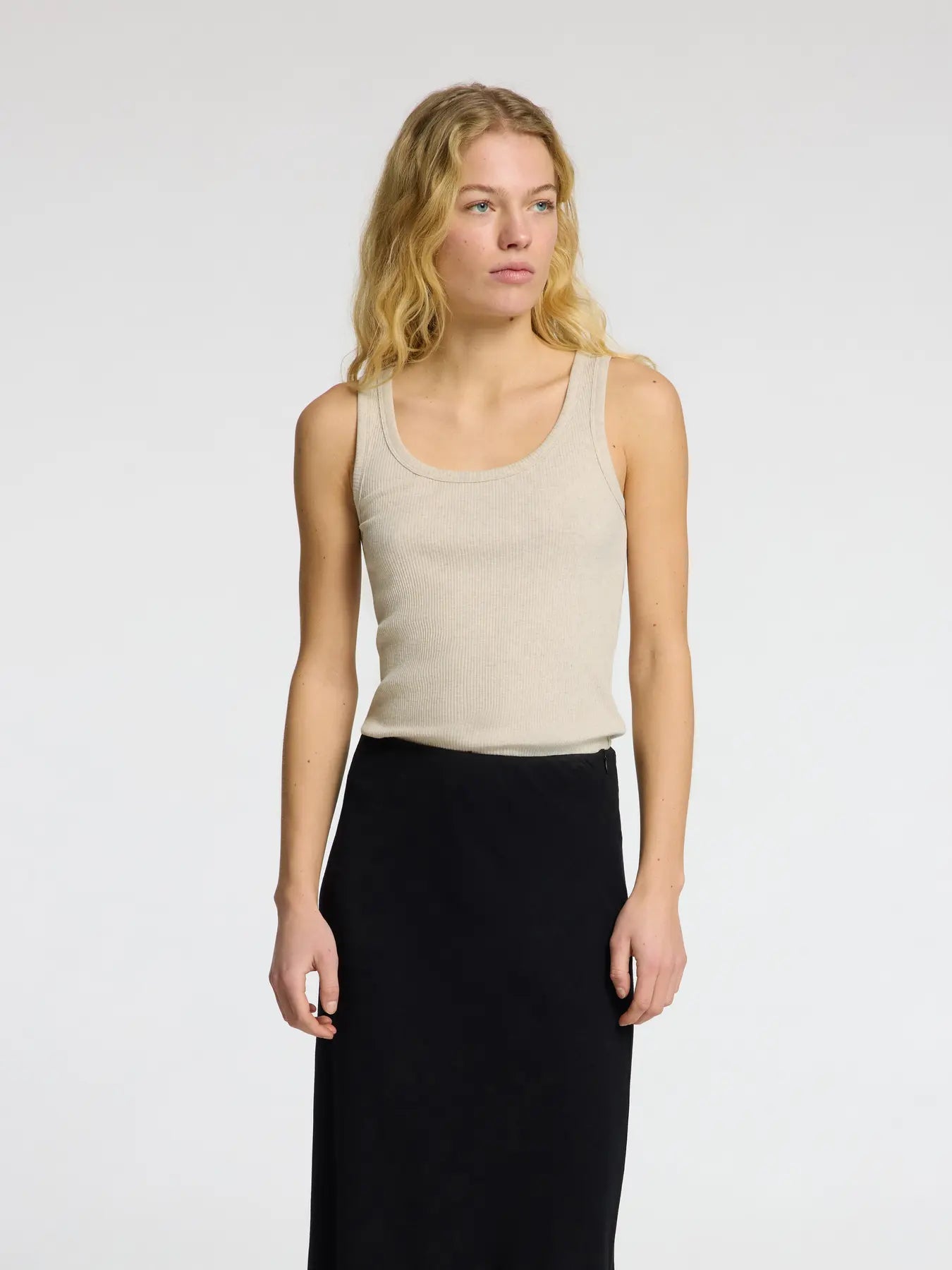 Selected Femme Anna U-Neck Tank Top Oatmeal