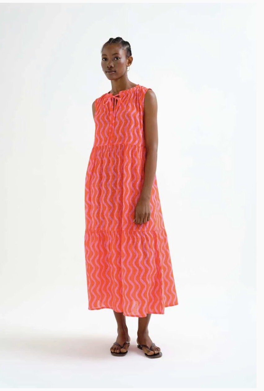 picture of Compania Fantastica 41921 Wave Print Dress - Pink/Orange - Number Two - womens - fashion - clothing - Compania Fantastica 1