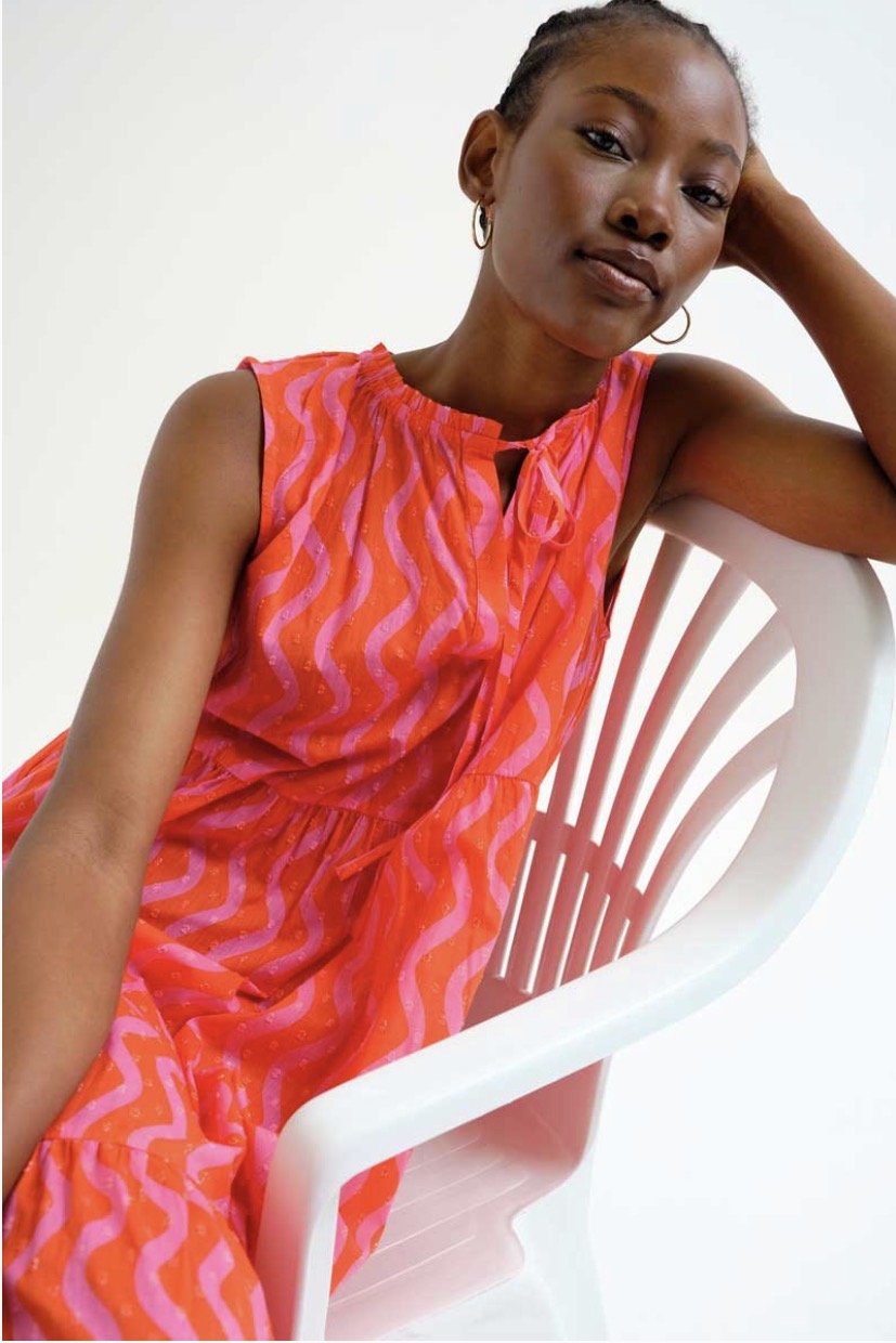 picture of Compania Fantastica 41921 Wave Print Dress - Pink/Orange - Number Two - womens - fashion - clothing - Compania Fantastica 3