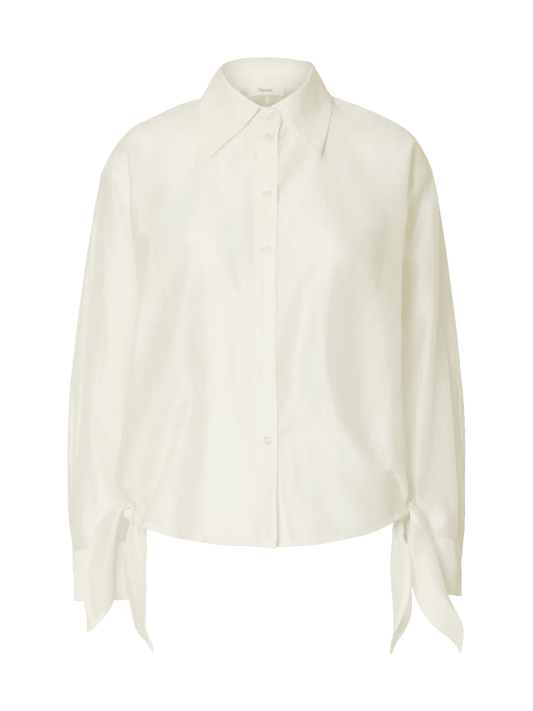 picture of Selected Iris Relaxed LS Tie Detail Shirt - Egret - Number Two - womens - fashion - clothing - Selected Femme 1