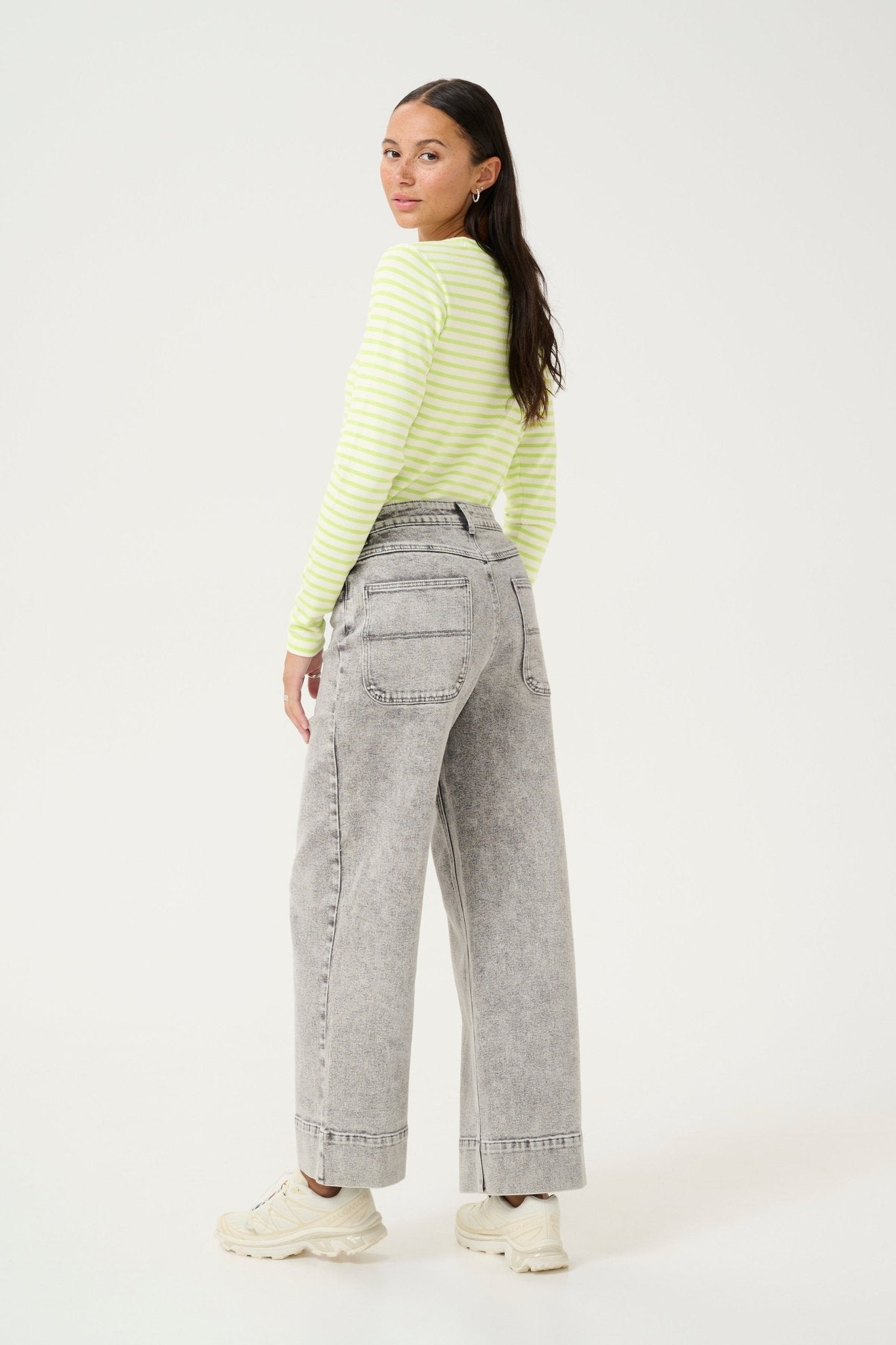 Kaffe Liddy T-shirt Chalk Lettuce Stripe