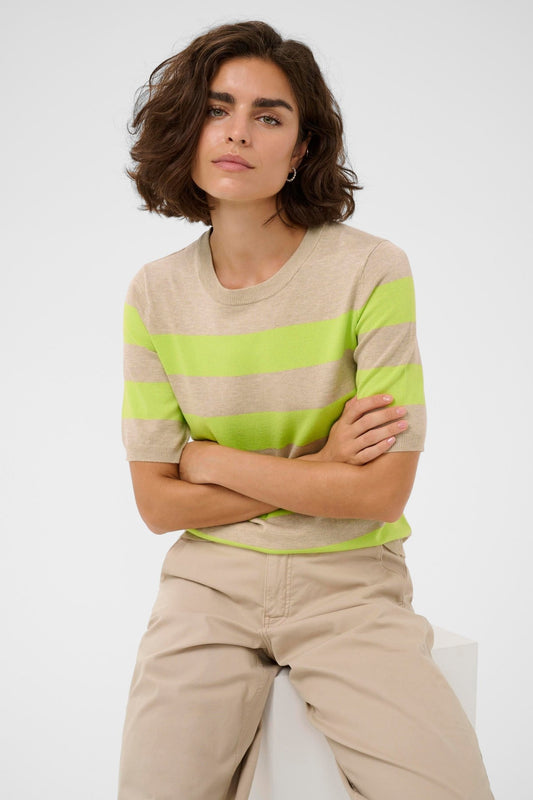 picture of Kaffe Lizza Knit - Feather Grey/Lime Stripe - Number Two - womens - fashion - clothing - Kaffe 1