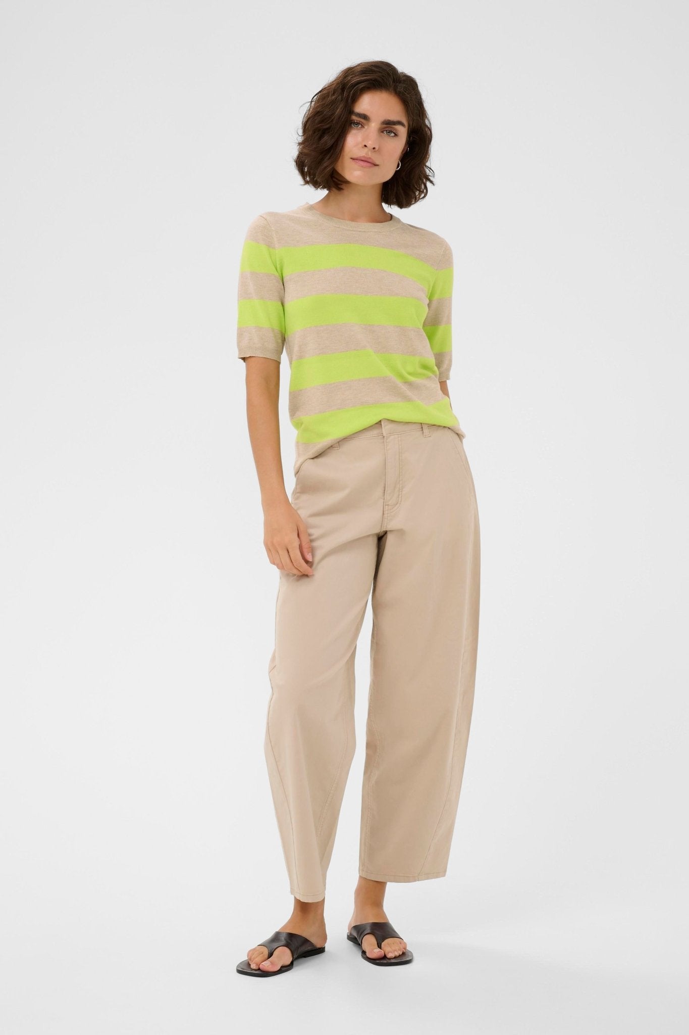 picture of Kaffe Lizza Knit - Feather Grey/Lime Stripe - Number Two - womens - fashion - clothing - Kaffe 3