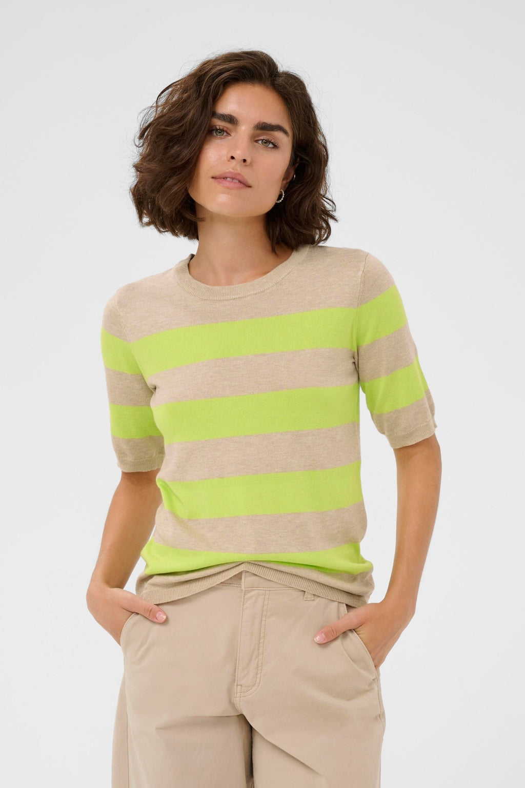 picture of Kaffe Lizza Knit - Feather Grey/Lime Stripe - Number Two - womens - fashion - clothing - Kaffe 2