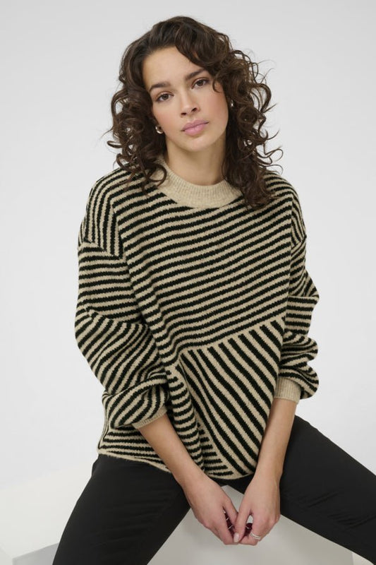 picture of Kaffe KAverena Knit Pullover - Feather Grey/Black - Number Two - womens - fashion - clothing - Kaffe 1