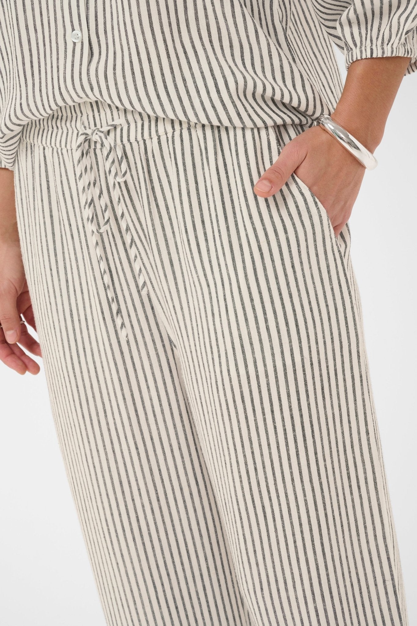 picture of Kaffe Milia Pants - Chalk/Black Stripe - Number Two - womens - fashion - clothing - Kaffe 4