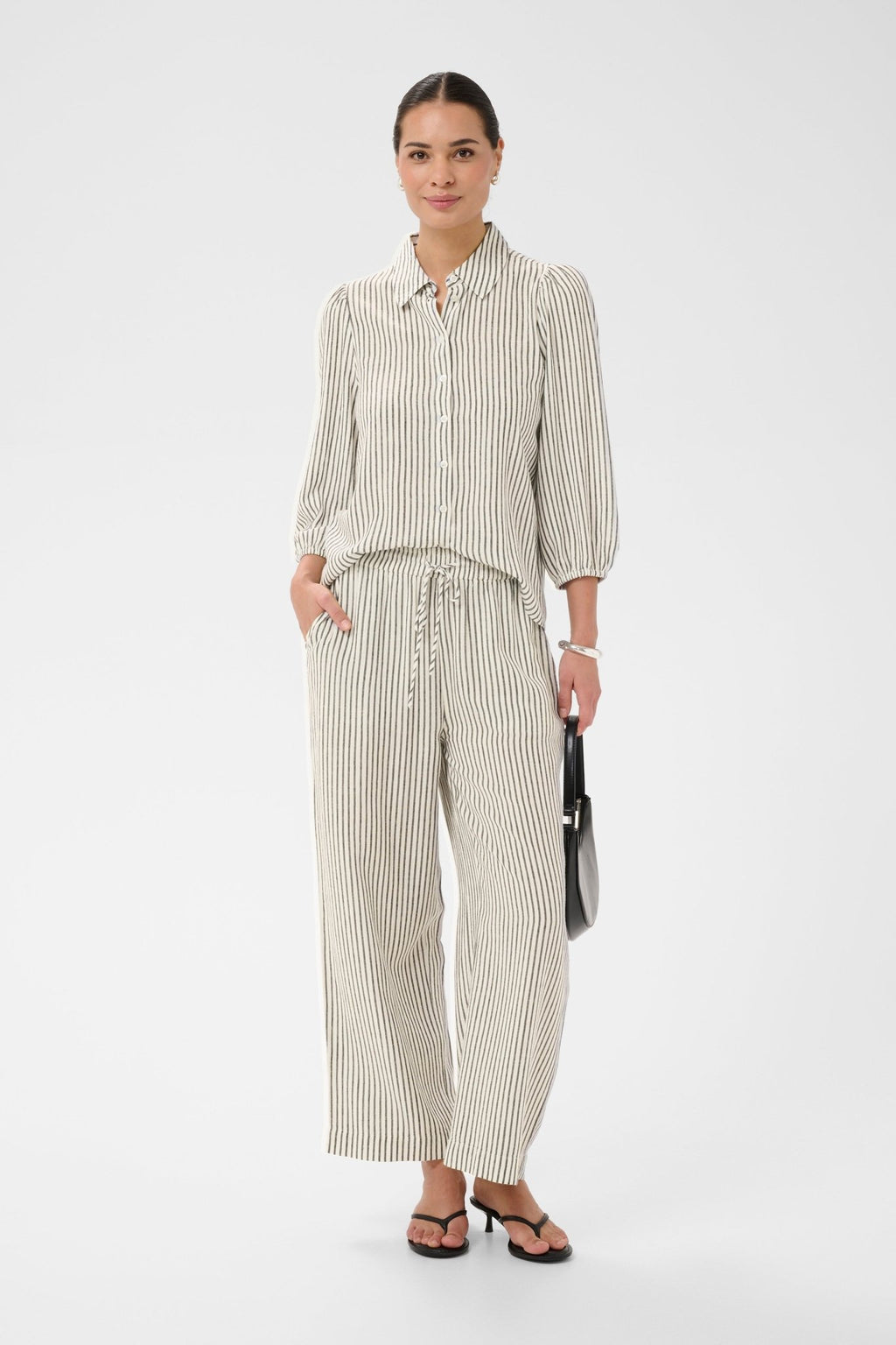 picture of Kaffe Milia Pants - Chalk/Black Stripe - Number Two - womens - fashion - clothing - Kaffe 1