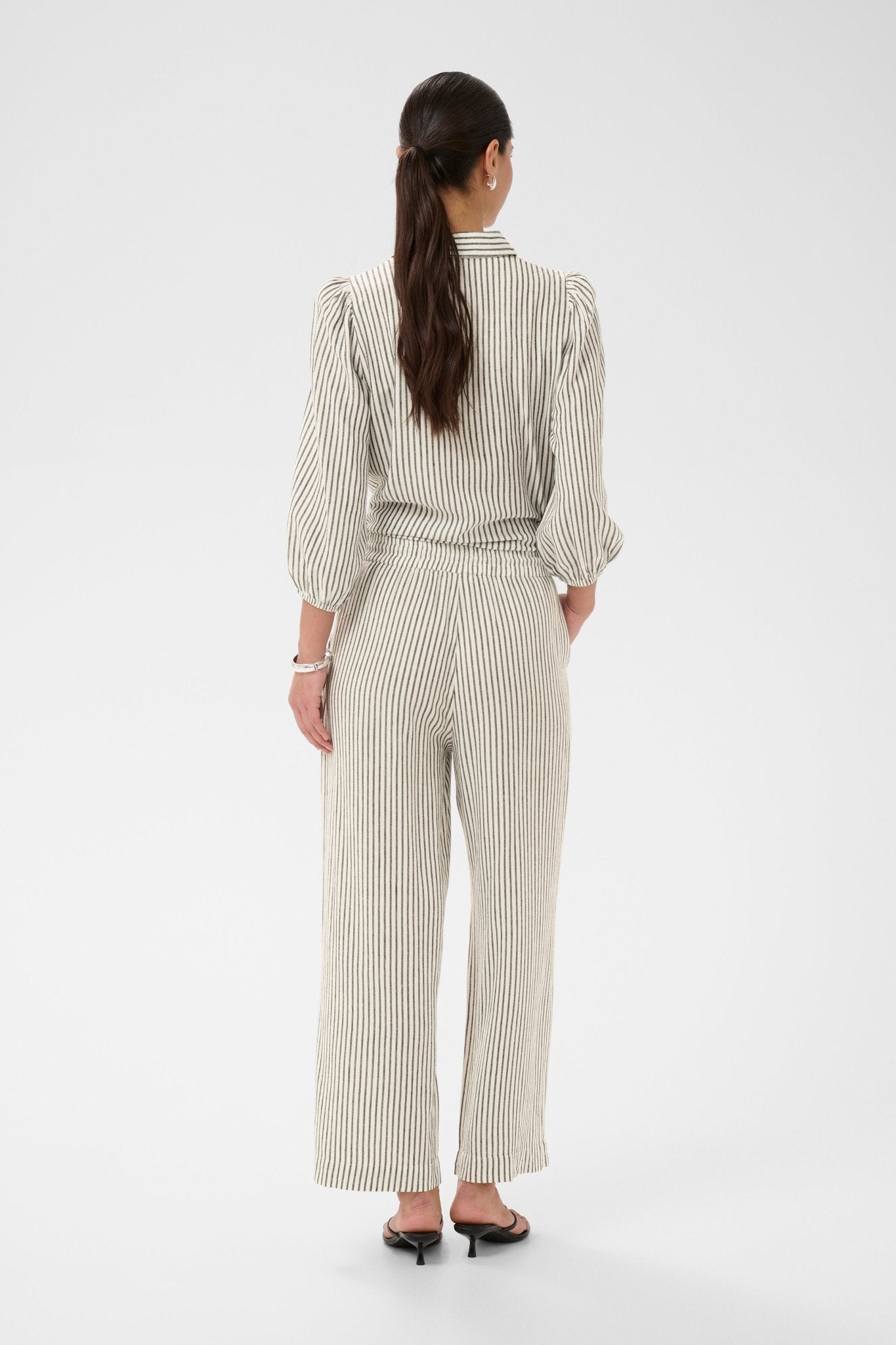 picture of Kaffe Milia Pants - Chalk/Black Stripe - Number Two - womens - fashion - clothing - Kaffe 3
