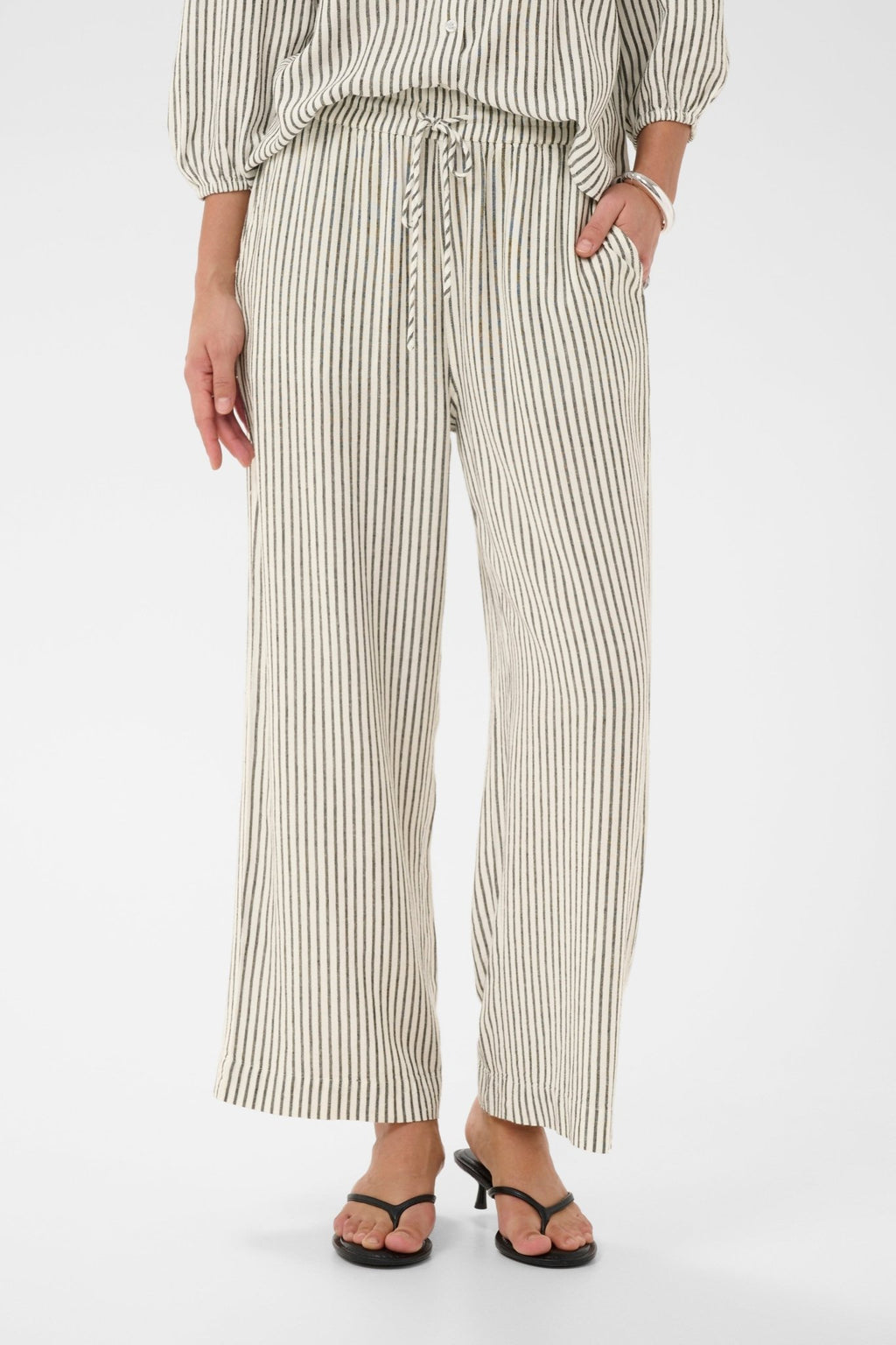 picture of Kaffe Milia Pants - Chalk/Black Stripe - Number Two - womens - fashion - clothing - Kaffe 2