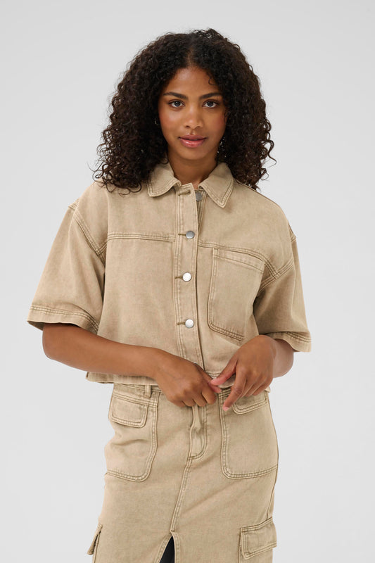 Kaffe KAriana Denim Shirt Washed Light Brown