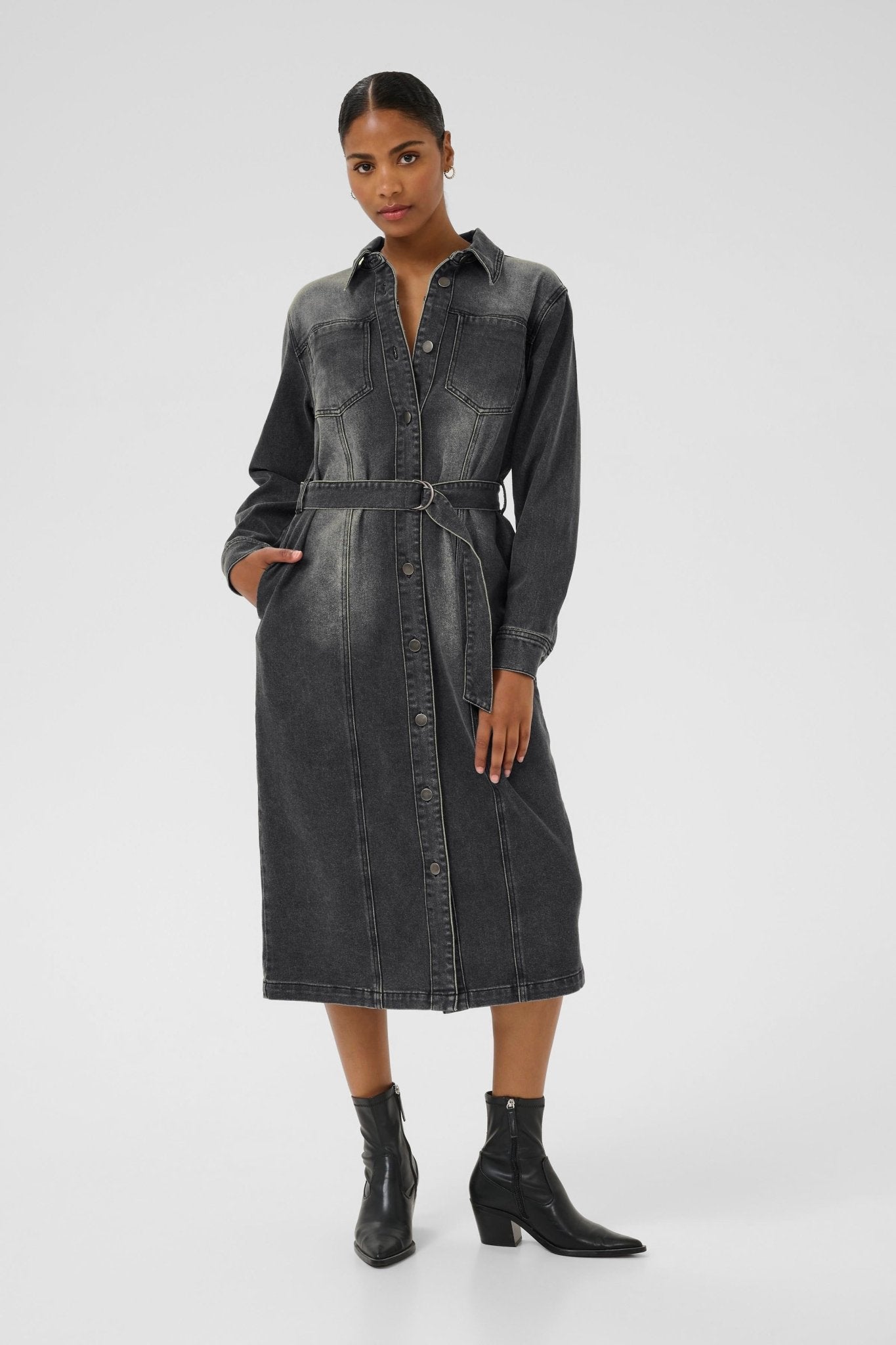 picture of Kaffe KAAbby Denim Dress - Medium Grey - Number Two - womens - fashion - clothing - Kaffe 3