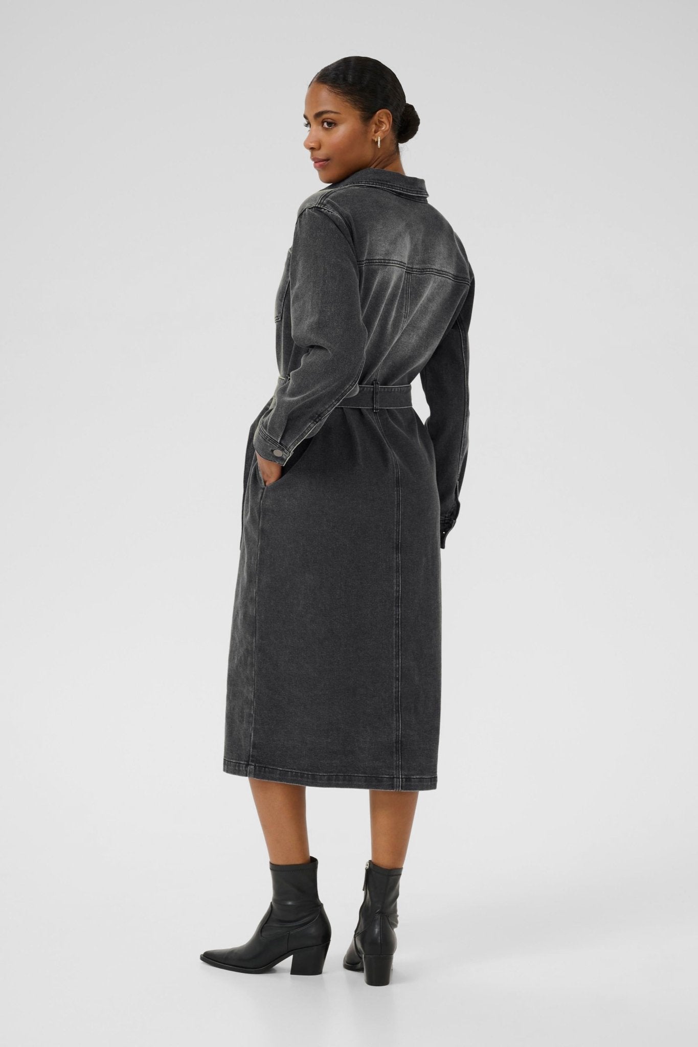 picture of Kaffe KAAbby Denim Dress - Medium Grey - Number Two - womens - fashion - clothing - Kaffe 4