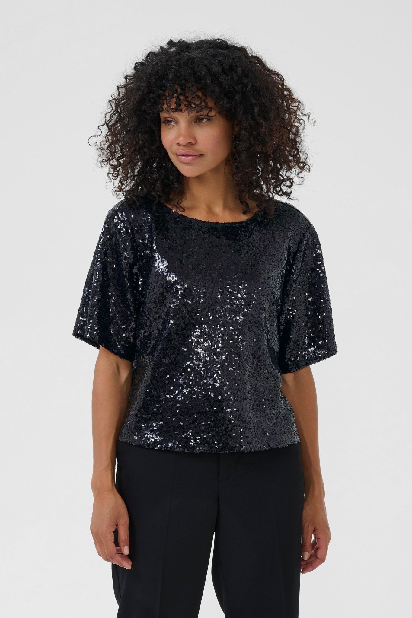 picture of Kaffe KAmiranda Sequin Blouse - Deep Black - Number Two - womens - fashion - clothing - Kaffe 1