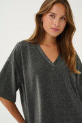 picture of Kaffe KArita T-shirt - Silver Metallic Glitter - Number Two - womens - fashion - clothing - Kaffe 1