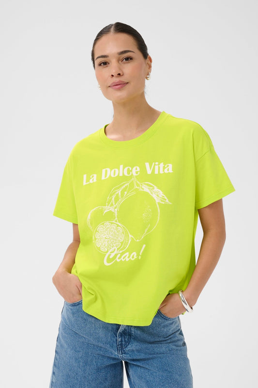 picture of Kaffe Chelsea T-shirt - Wild Lime - Number Two - womens - fashion - clothing - Kaffe 1