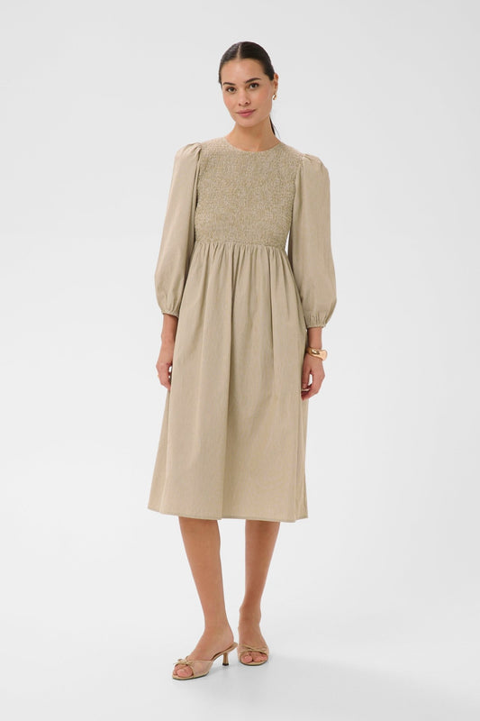 picture of Kaffe Mona Smock Dress - Chalk Oak Stripe - Number Two - womens - fashion - clothing - Kaffe 1