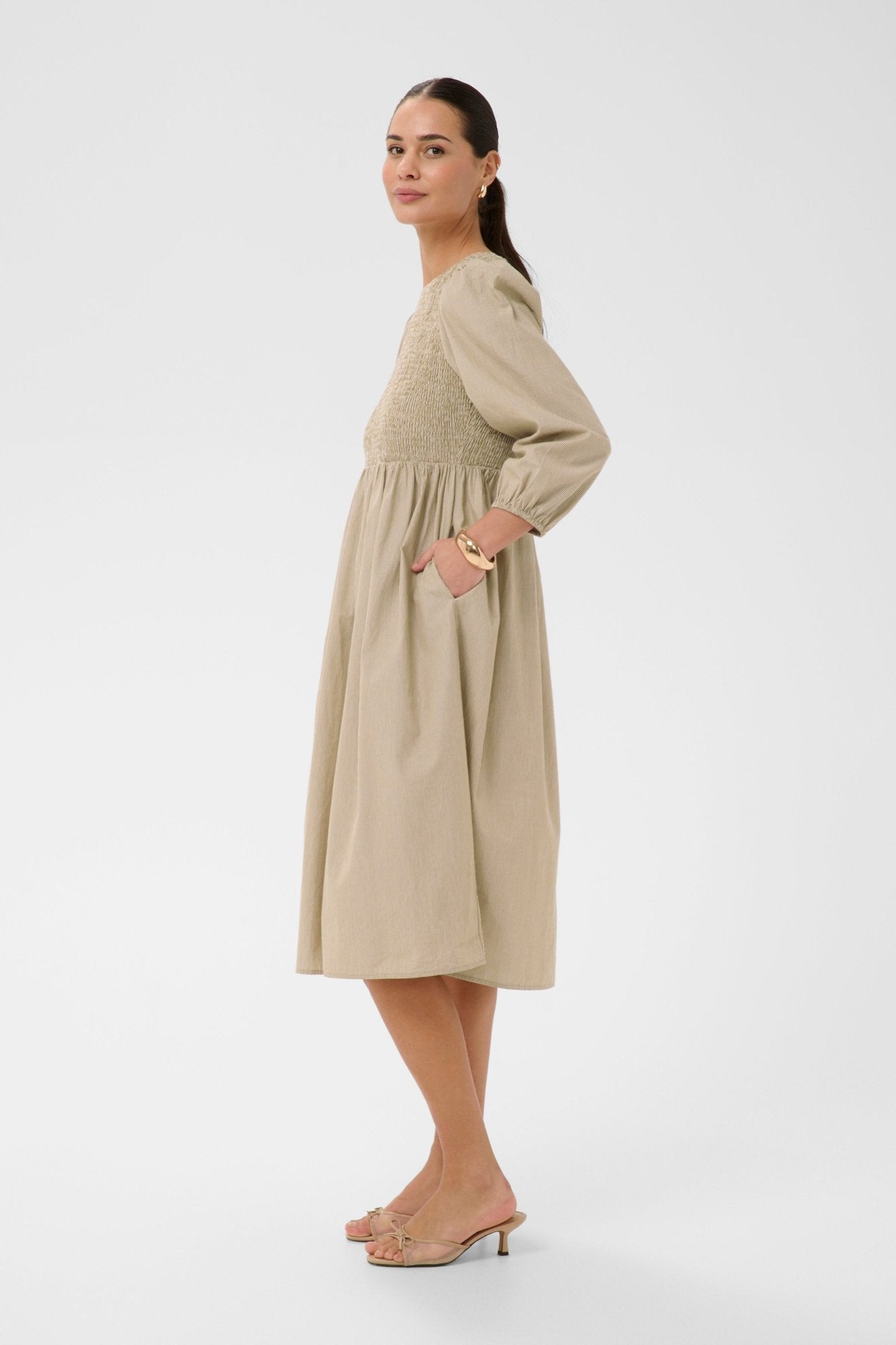 picture of Kaffe Mona Smock Dress - Chalk Oak Stripe - Number Two - womens - fashion - clothing - Kaffe 2