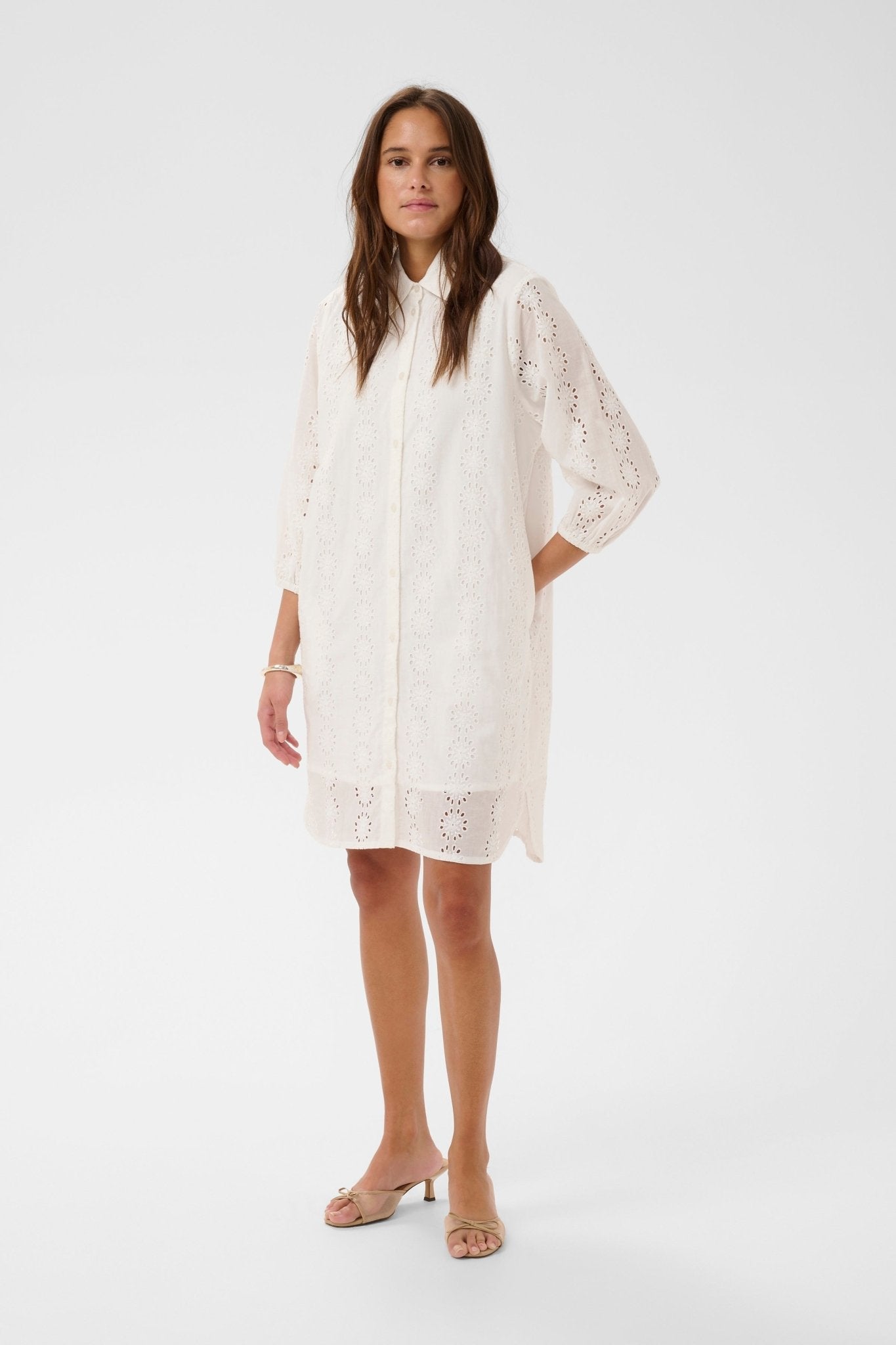 picture of Kaffe Dona Shirt Dress - Chalk - Number Two - womens - fashion - clothing - Kaffe 3