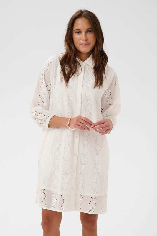 picture of Kaffe Dona Shirt Dress - Chalk - Number Two - womens - fashion - clothing - Kaffe 1