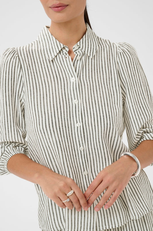 picture of Kaffe Milia Shirt - Chalk/Black Grey Stripe - Number Two - womens - fashion - clothing - Kaffe 1