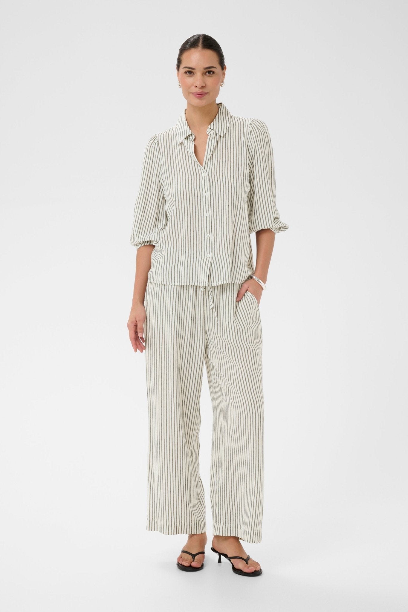 picture of Kaffe Milia Shirt - Chalk/Black Grey Stripe - Number Two - womens - fashion - clothing - Kaffe 4