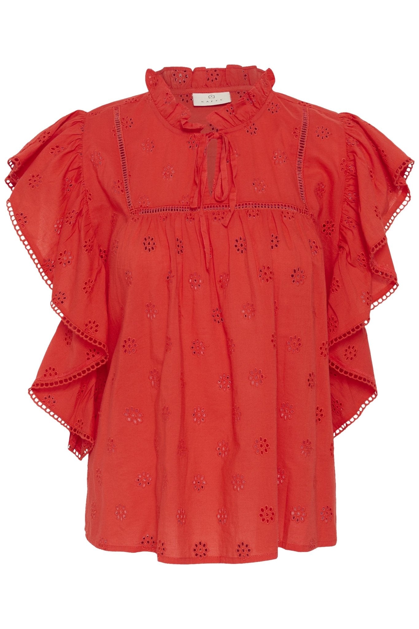 picture of Kaffe Fiona Frill Top - Poppy Red - Number Two - womens - fashion - clothing - Kaffe 4
