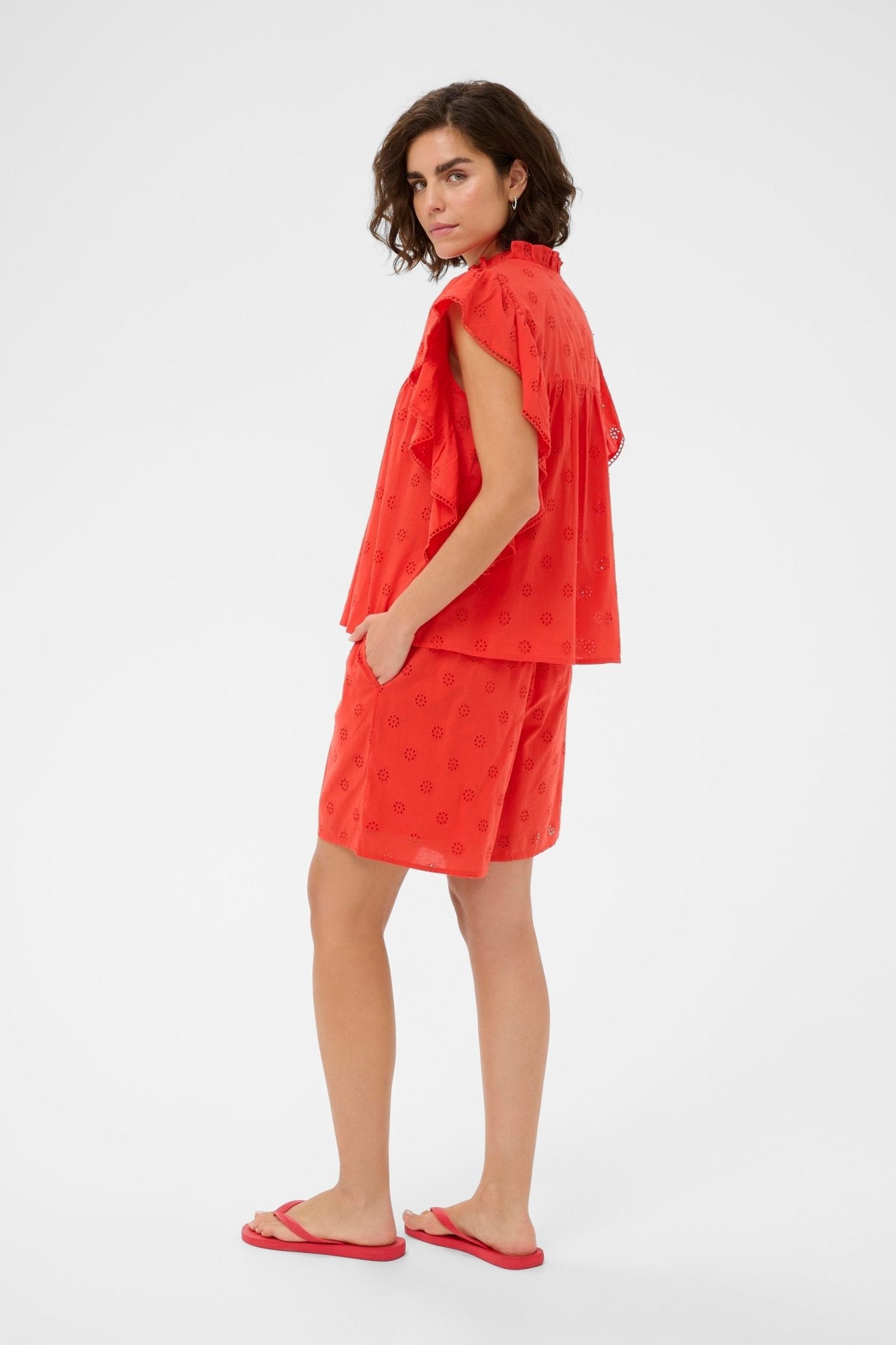 picture of Kaffe Fiona Frill Top - Poppy Red - Number Two - womens - fashion - clothing - Kaffe 2