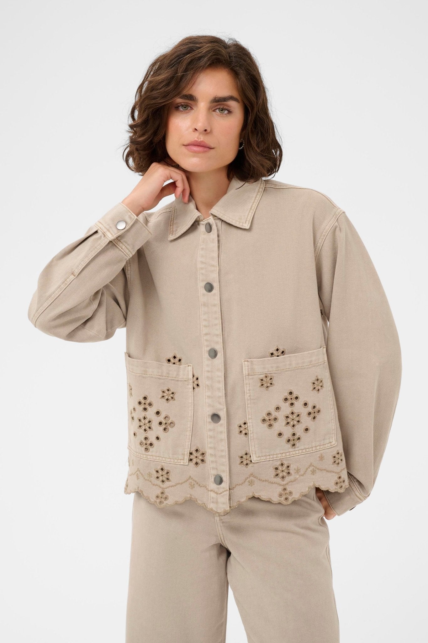 picture of Kaffe Mimi Broderie Anglaise Jacket - Fearher Gray - Number Two - womens - fashion - clothing - Kaffe 1